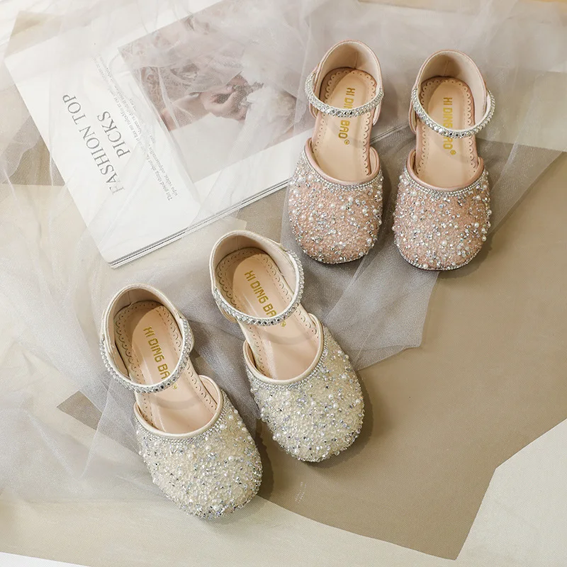 JY Hight Quality Children Girls  PU Princess Shoes Flat Casual  23-35 Pink Beige 168-45 XDB