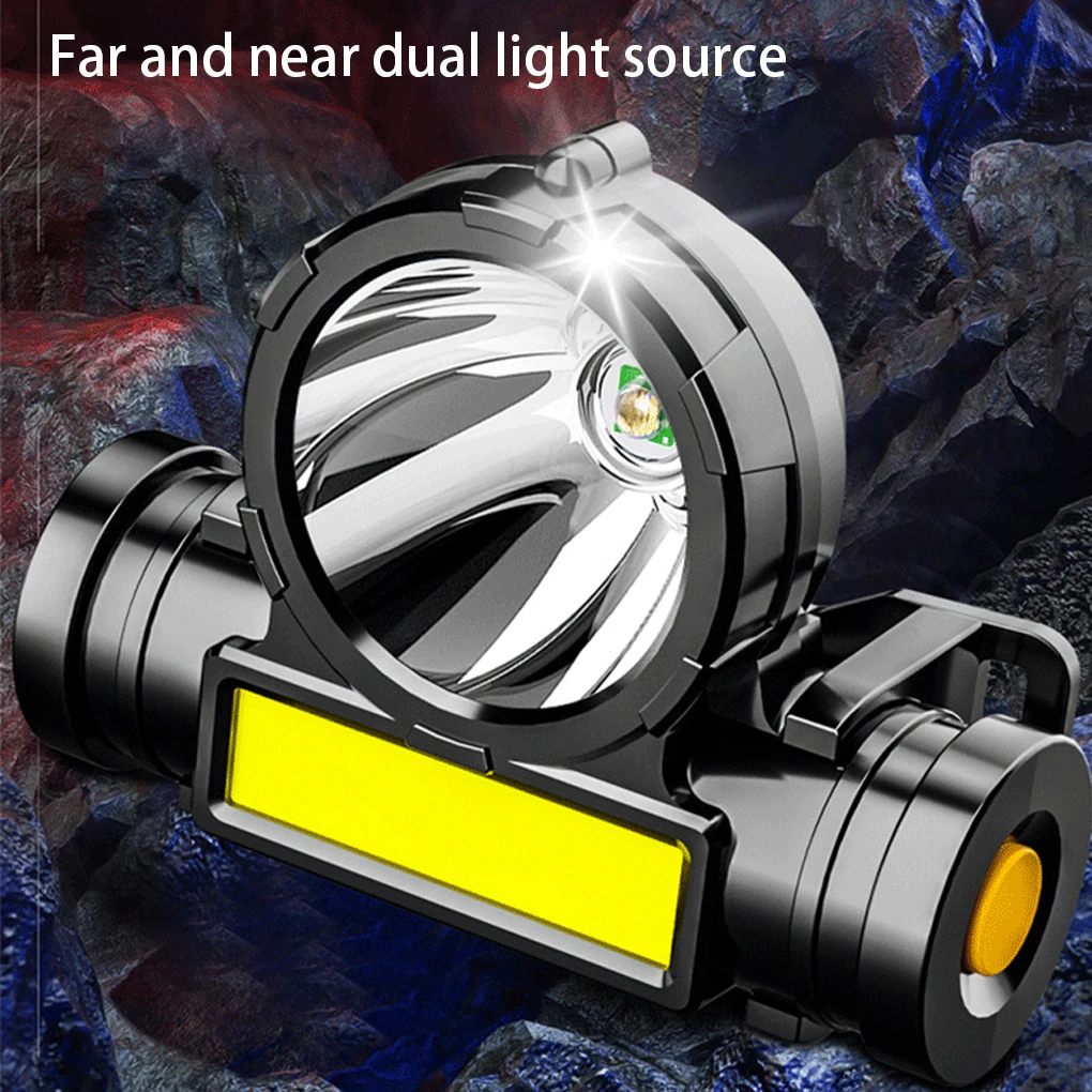 

Headlight Battery Camping Powerful Flashlight USB Head-mounted Waterproof Working Lantern Maintenance Running Walking
