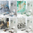 Набор водонепроницаемых ковриков для ванной и туалета, с геометрическим рисунком