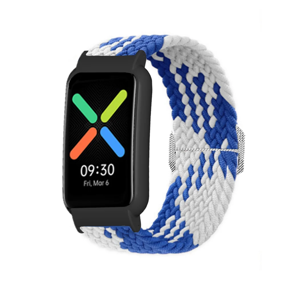 Ремешок нейлоновый для Oppo Watch Free 46 мм эластичный плетеный браслет + чехол часов