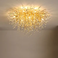 led modern crystal tear drop round oval aluminum lustre lamparas de techo ceiling lights ceiling lamp for living room bedroom