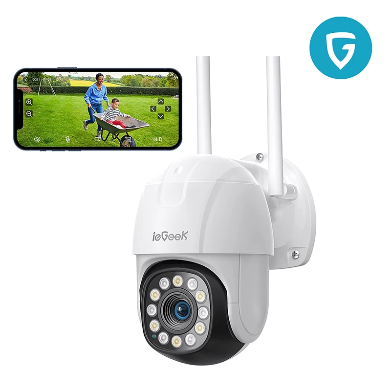 

Уличная PTZ-камера ieGeek с Wi-Fi, 1080P, 4-кратным цифровым зумом, 1080P, цветная камера безопасности с ночным видением и датчиком движения, аудиокамера