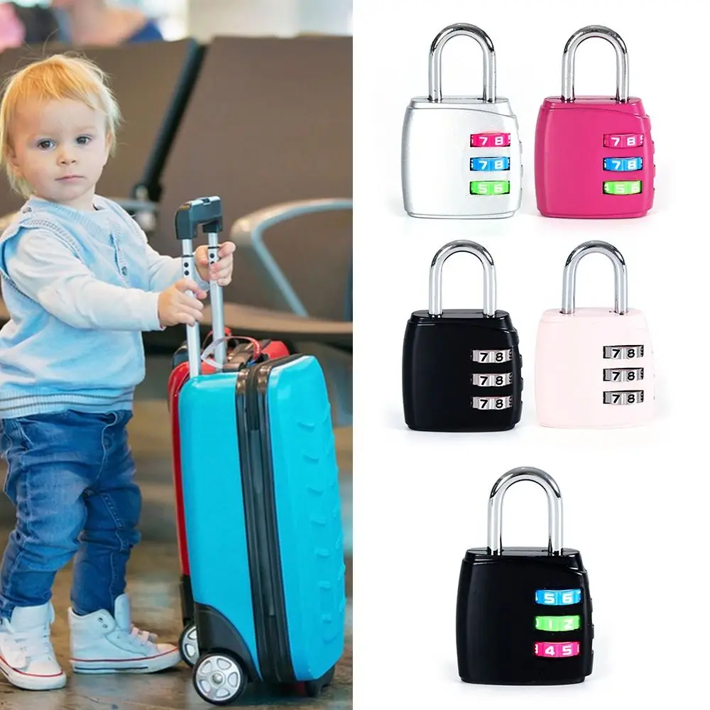 

Portable Mini Combination Lock 3 Dial Digit Dormitory Cabinet Lock Backpack Zipper Lock Luggage Padlock Password Lock