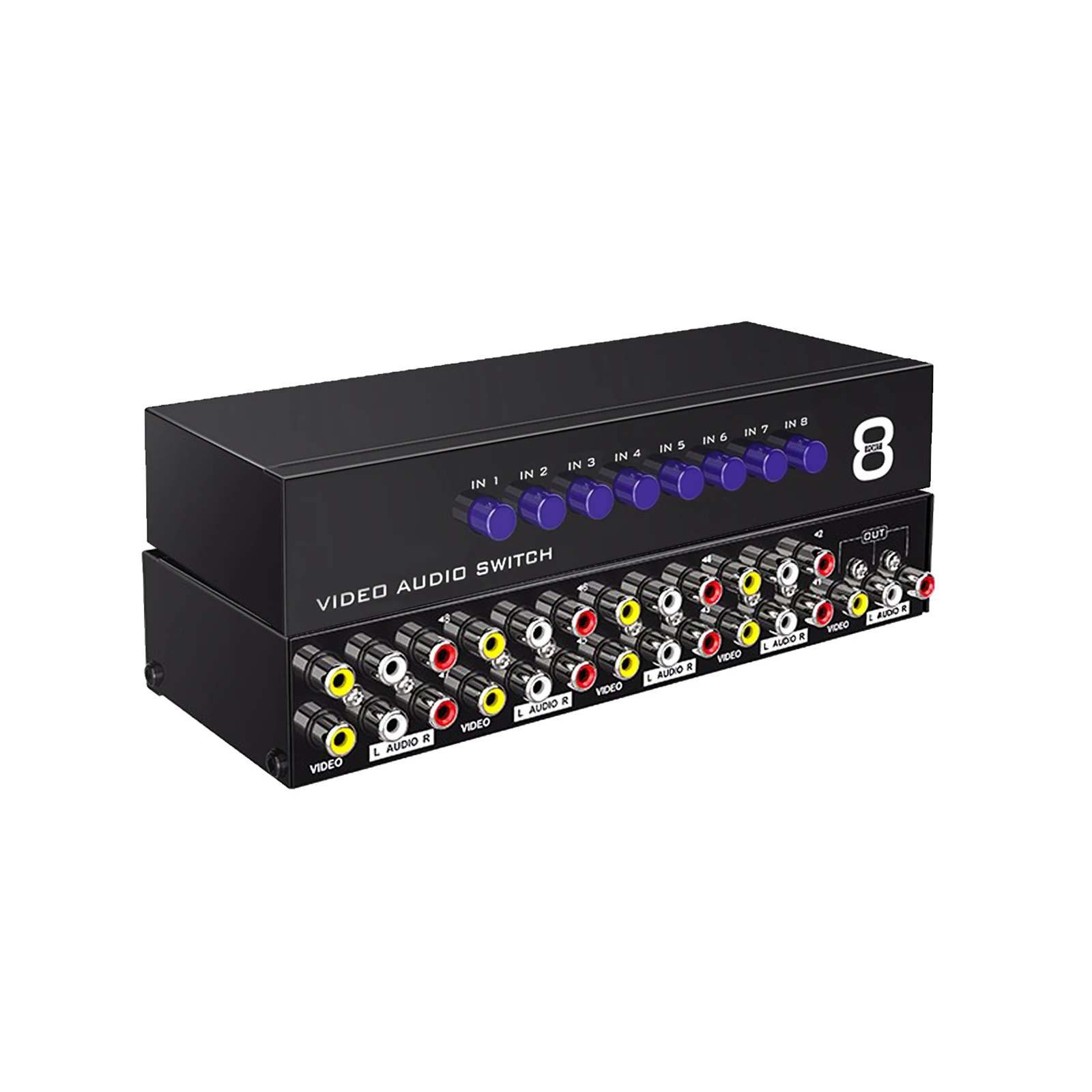 8 Way RCA Switch Composite AV Switcher Box with Selector Support Multi Video Port Input