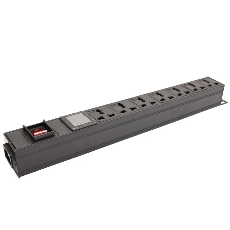 

Aluminium Alloy PDU Universal Power Strip with Display Voltmeter Ammeter Wattmeter Smart Socket C14 AC Input