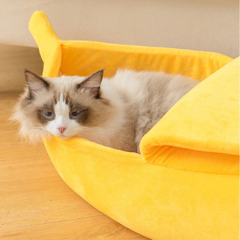 

Забавный домик-кровать для кошки-банана, милый уютный коврик для кошки, кровать, теплая прочная переносная корзина для домашних животных, собачья Подушка, товары для кошек, разноцветные