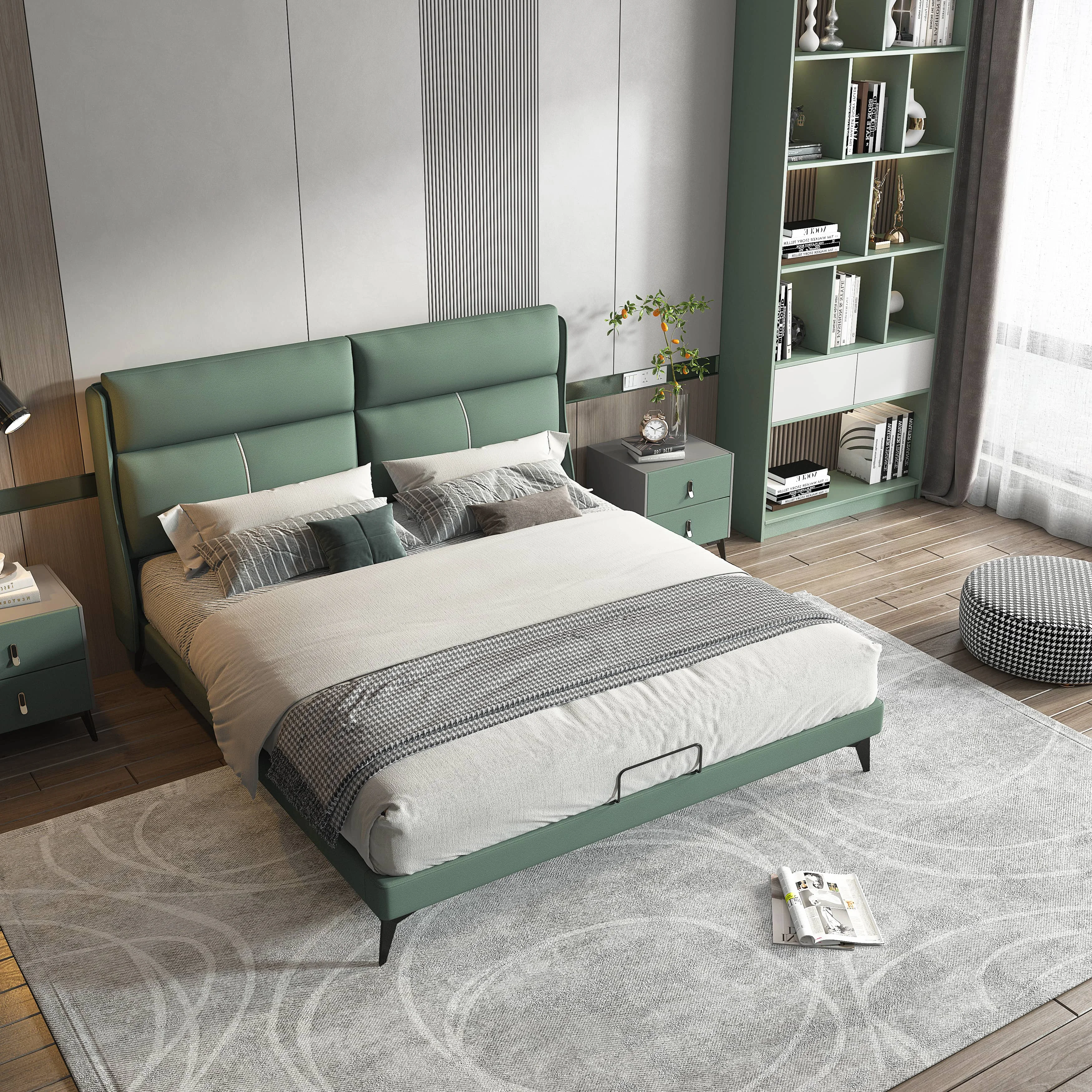

Elegent Platform Beds Double 1.5/1.8 m Leather Lit Complet Bedroom Furniture Modernas Camas de Casal Matrimonio