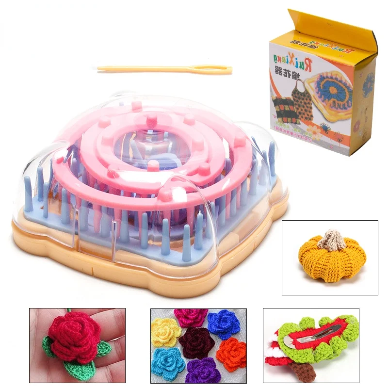 

Knitting Loom Hand Daisy Flower Pattern Maker Weave Home Wool Sweater Square Yarn Needle DIY Knitting Machine Sewing Craft Tool