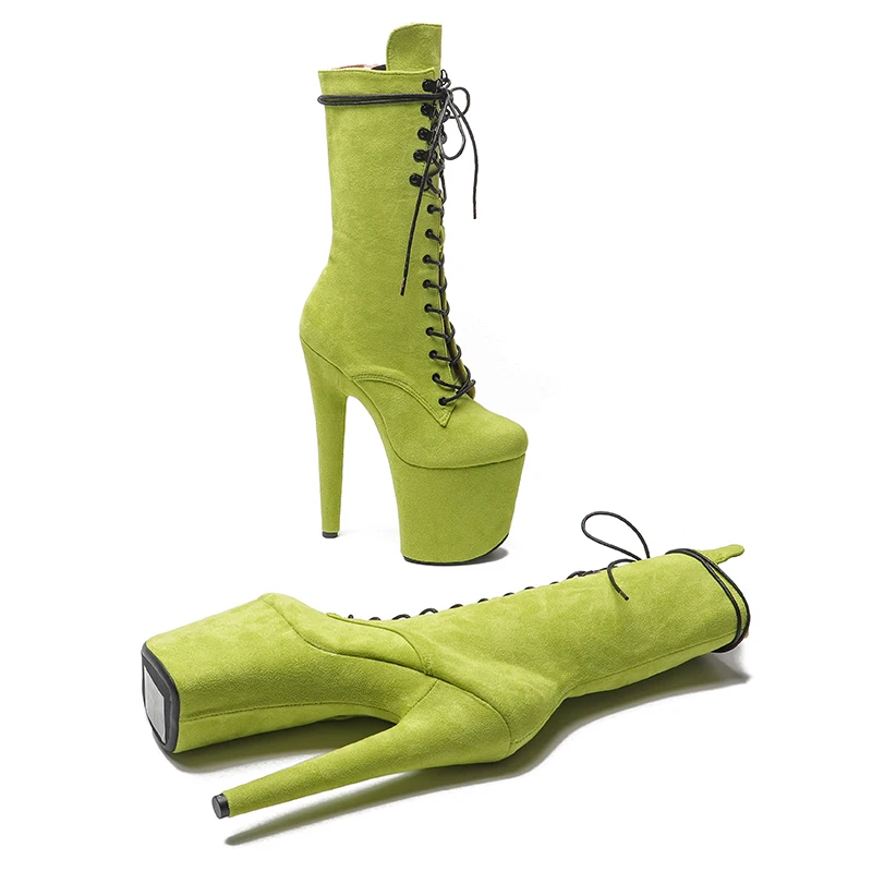 Leecabe 20CM/8Inch suede upper  disco party High Heels Shoes Pole Dance boot Women's Platform boots 4B