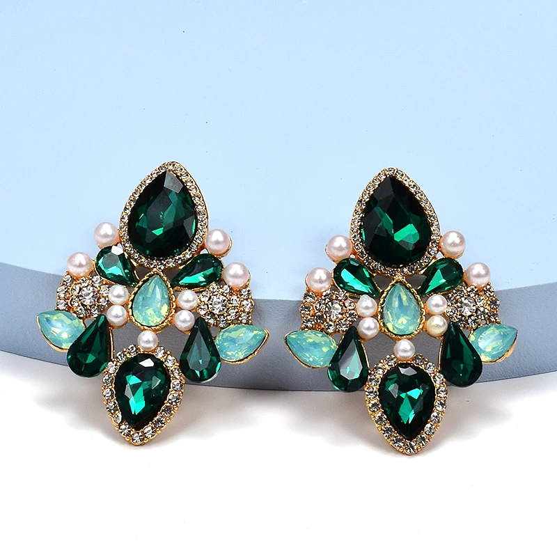 

New Design Colorful Glass Crystal Earrings High-Quality Classic Hot Jewelry Accessories For Women Wholeslae