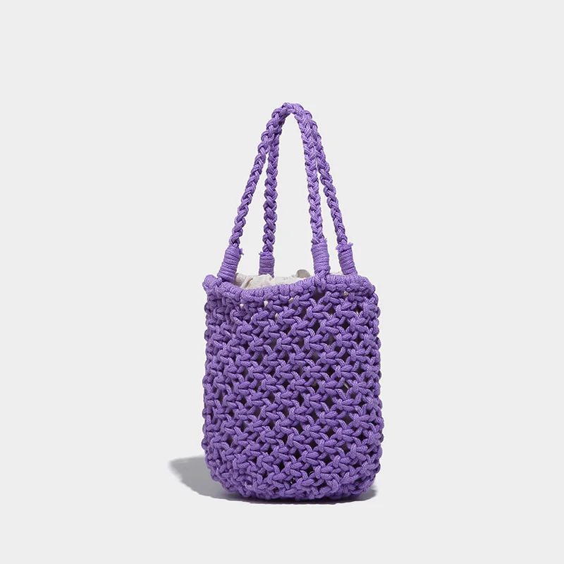 

Хлопковые вязаные крючком сумки для женщин, модные дизайнерские кошельки и сумочки, Женская однотонная плетеная пляжная сумка ручной работы