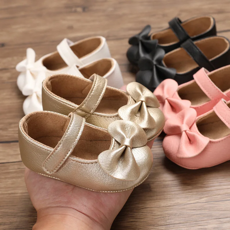 

2022 Baby Shoes Soft Rubber Sole Toddler Shoes Baby Girl PU Shoes Princess Shoes Spring Autumn Non-slip Shoes