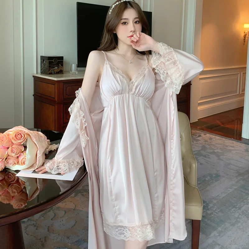 Женский свадебный халат костюм из двух предметов привлекательный кружевной