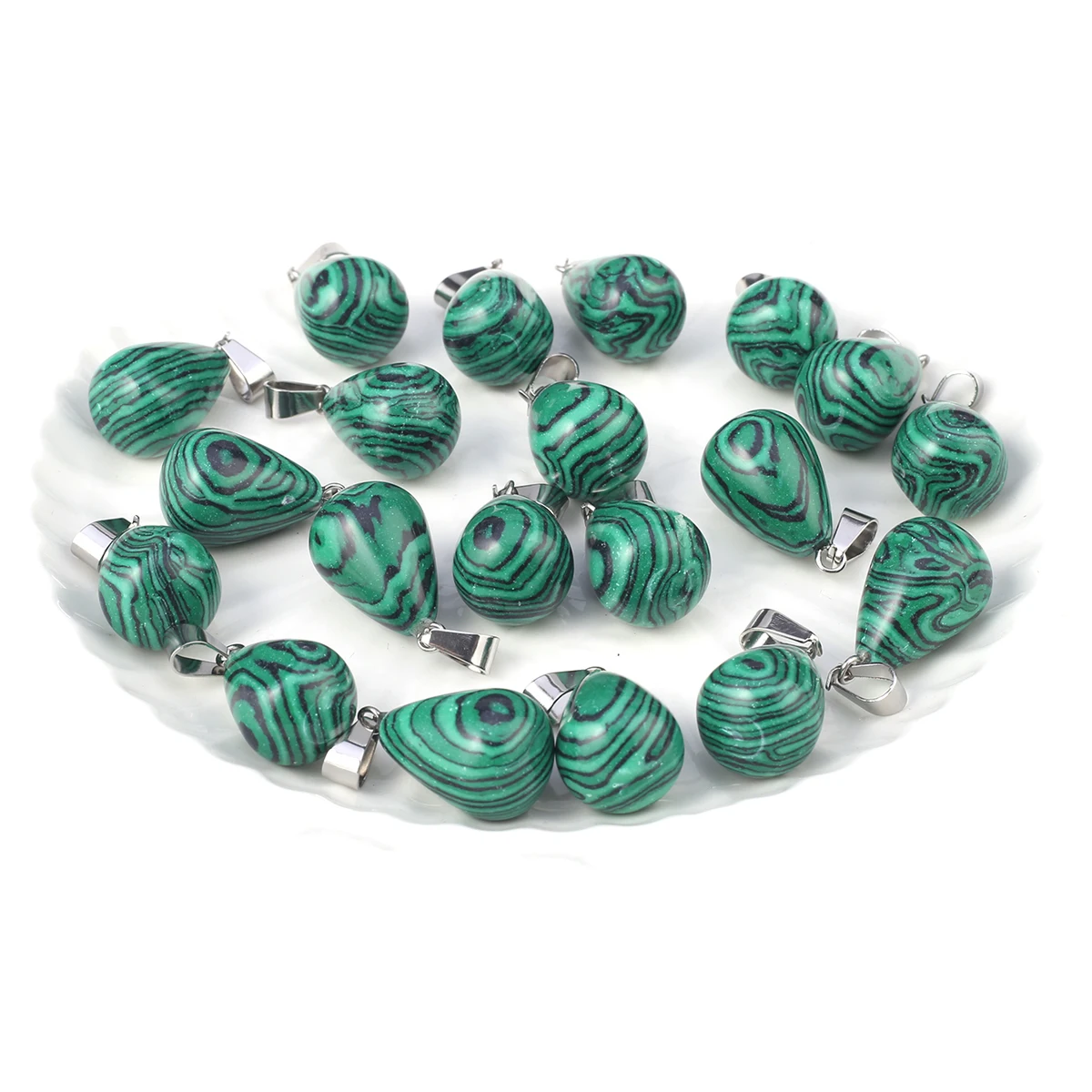 

2Pcs Natural Stone Fat Drop Pendant DIY Female Charm Necklace Pendant Jewelry Accessories Gift 23x13mm
