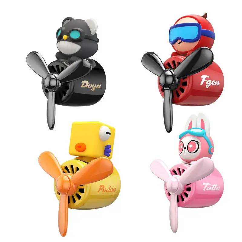 

Bear Pilot Car Air Freshener Cute Bunny Pilot Car Diffuser With Rotating Propeller Air Outlet Vent Fresheners Aromatherapy