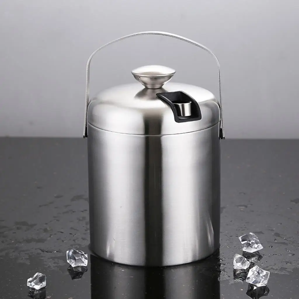 Stainless Steel Ice Bucket Portable Chilling Bin Beer Wine Cooler Bar Tool