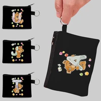 ladies bag mini wallet coin purse card holder cute bear 26 letters print collection canvas unisex key case cosmetic bags
