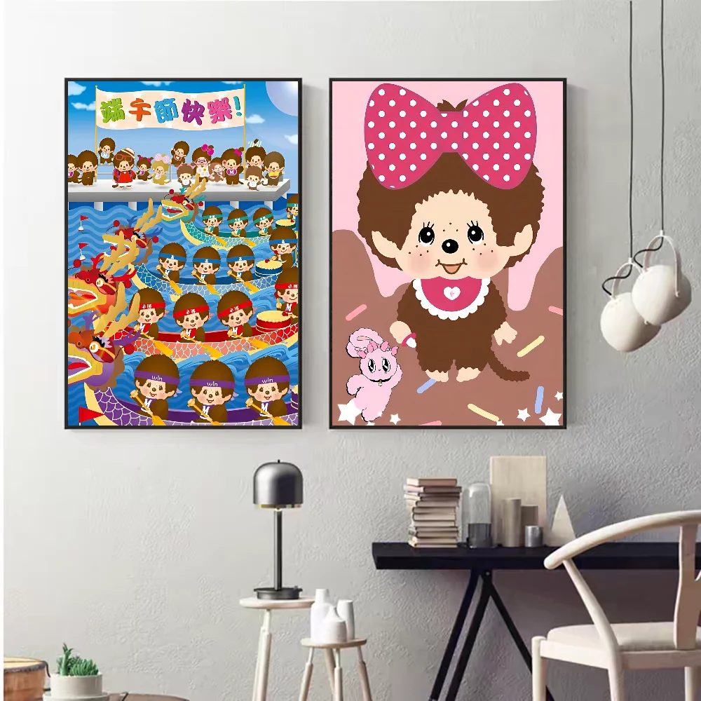 Мультяшный липкий постер M-Monchhichi DIY необычная Наклейка на стену для гостиной бара