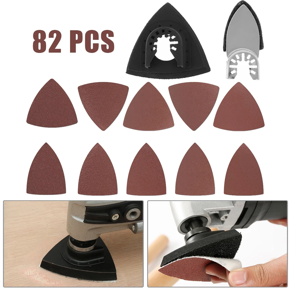 

82pcs Triangular/Finger Sandpaper/Sand Pad 60/80/120/180/240 Grits Metal Glass Leather Rubber Stone Polish Grind Abrasive Tools
