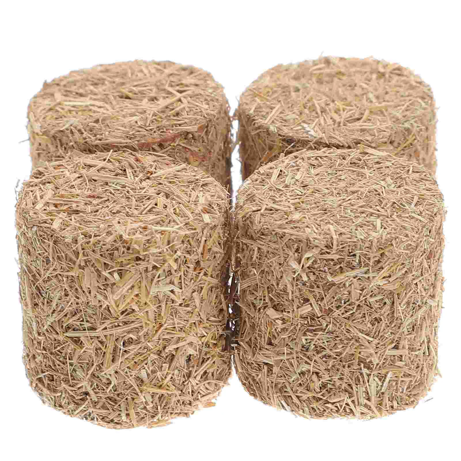 

4 Pcs Mini Haystack Halloween Table Top Decorations Bales Model Around The Office Yard Wood Scene Adornment Straw