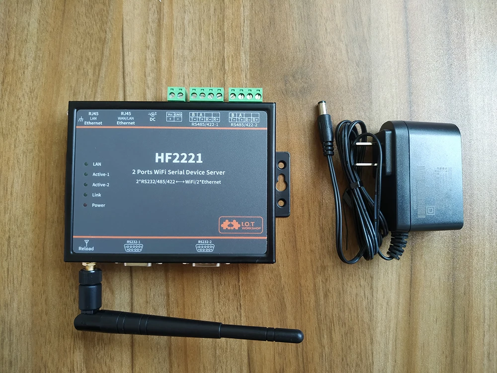 Двухпоследовательный WIFI-сервер HF2221 промышленный 2-портовый последовательный
