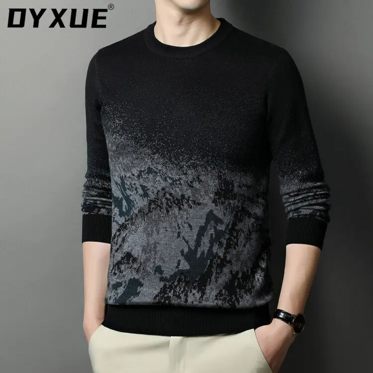 

Sweaters Classic Sweater Male Business Fashion Korean High-quality Jacquard Weave Long Sleeve Casual New Diamond Knitting O Neck