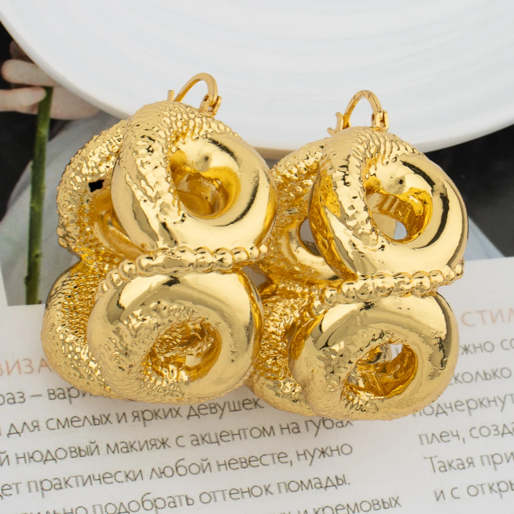 Fashion Earrings Sets Banquet Golden Drop Women Gold Plated Fashion Brass Lady Big Earring For Girls Hoops Golden Hoop Earrings