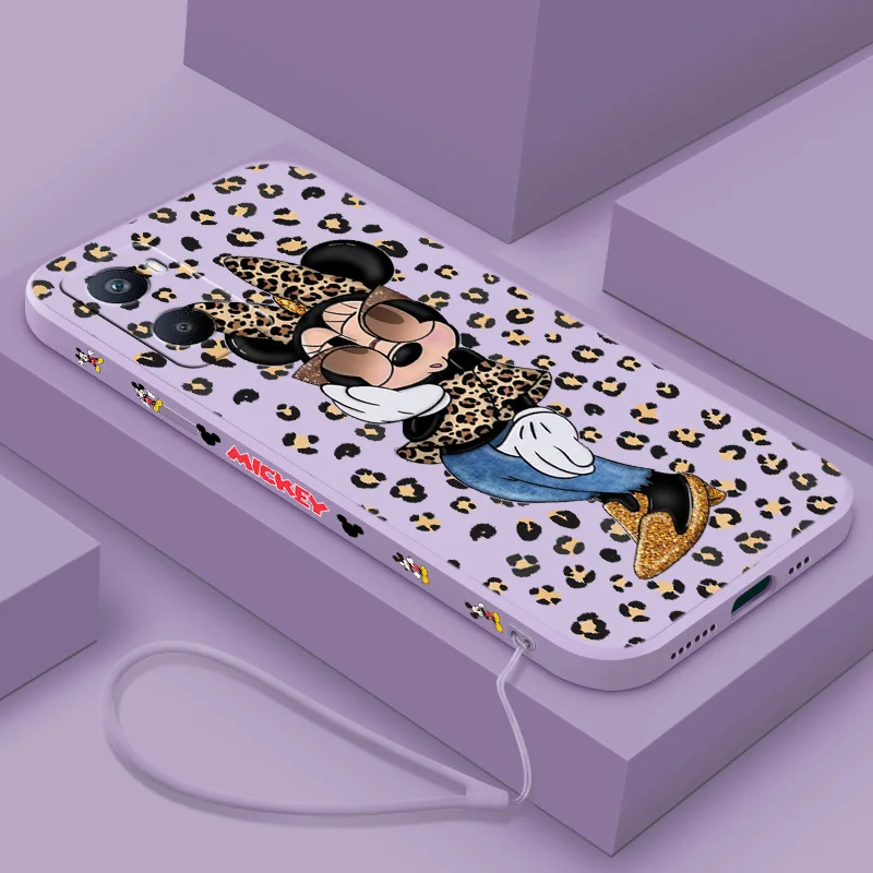 

Minnie Leopard Print For OPPO A96 A94 A93 A77S A76 A74 A73 A72 A57E A57S A56S A54S 2022 Liquid Left Rope Phone Case