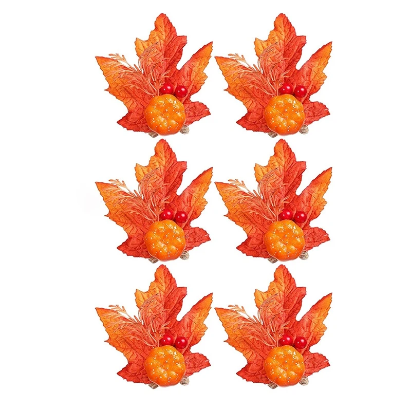 

6 Pieces Fall Napkin Rings Pumpkin Napkin Rings Napkin Cloth Rings Napkin Ring Holder For Autumn Leaves Decor Supplies