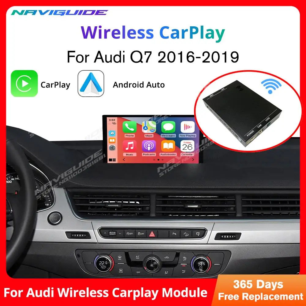 

NAVIGUIDE Wireless Apple CarPlay Android Auto Interface for Audi Q7 2016-2019, with AirPlay Mirror Link Car Play Functions