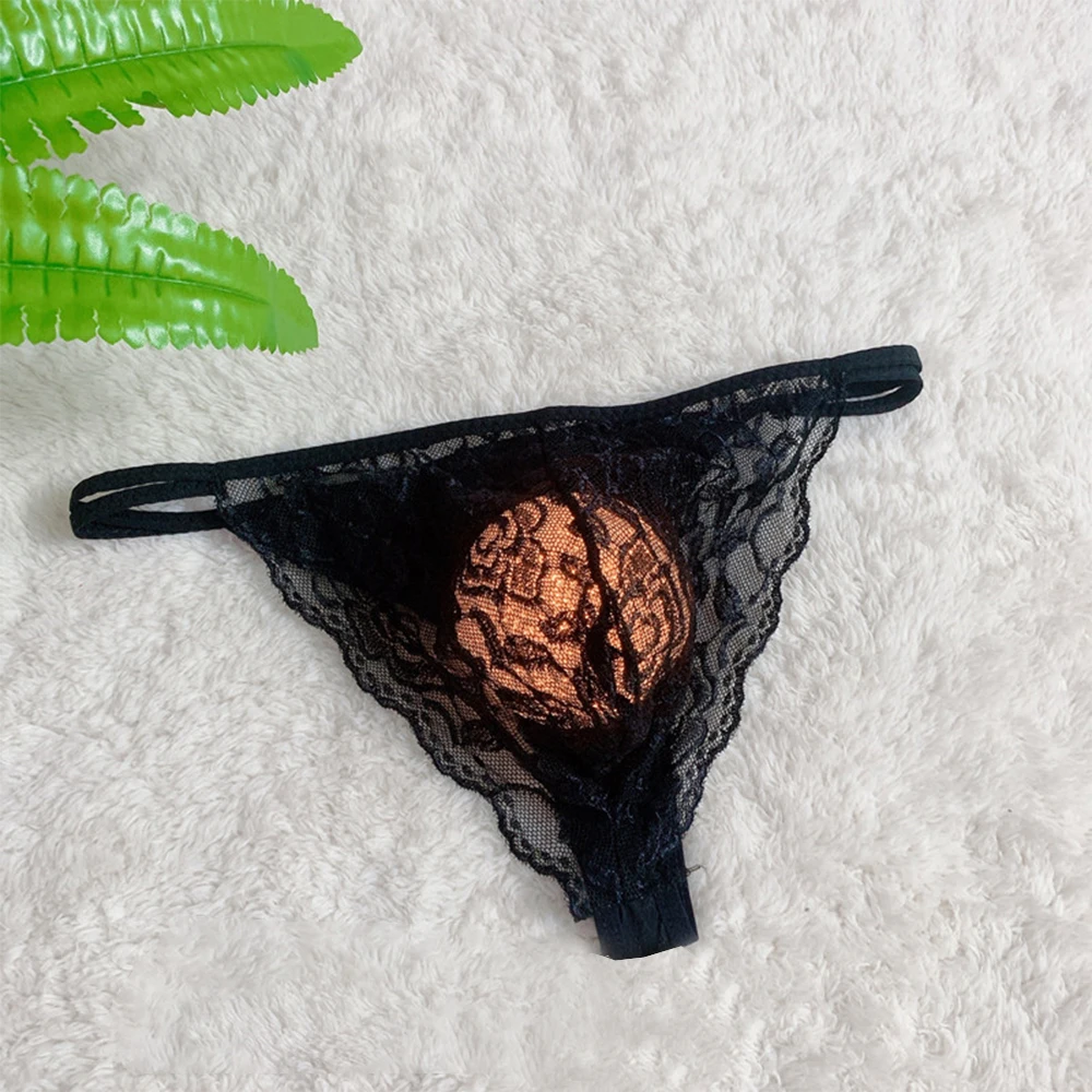 

Sexy Men Lace Sheer Pouch G String Bikini Briefs Thongs Gay Underwear Porn Underpants Convex Pouch Knickers Sissy Lingerie