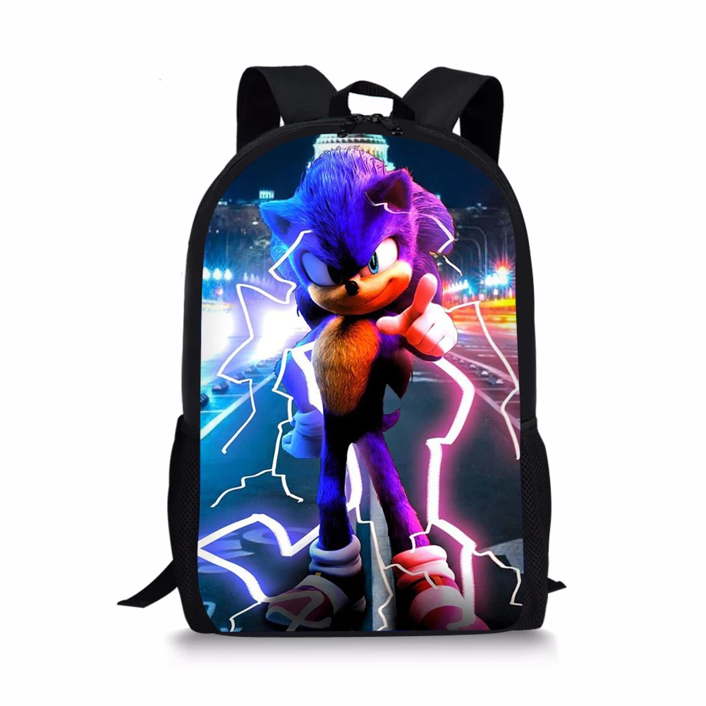 New-Sonic Pattern Print School Bags Daily Travel Climbing Durable Backpack Trendy Birthday Gift for Kids Fashion Knapsack