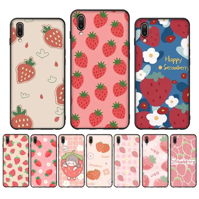 

Strawberry illustration Phone Case for Vivo Y91C Y11 17 19 17 67 81 Oppo A9 2020 Realme c3