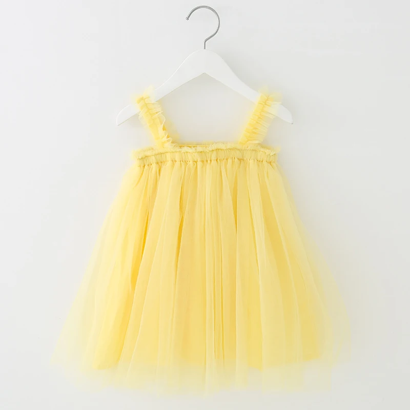 Платье на бретельках для девочек Новинка 2022 года Летний стиль Детские кружевные