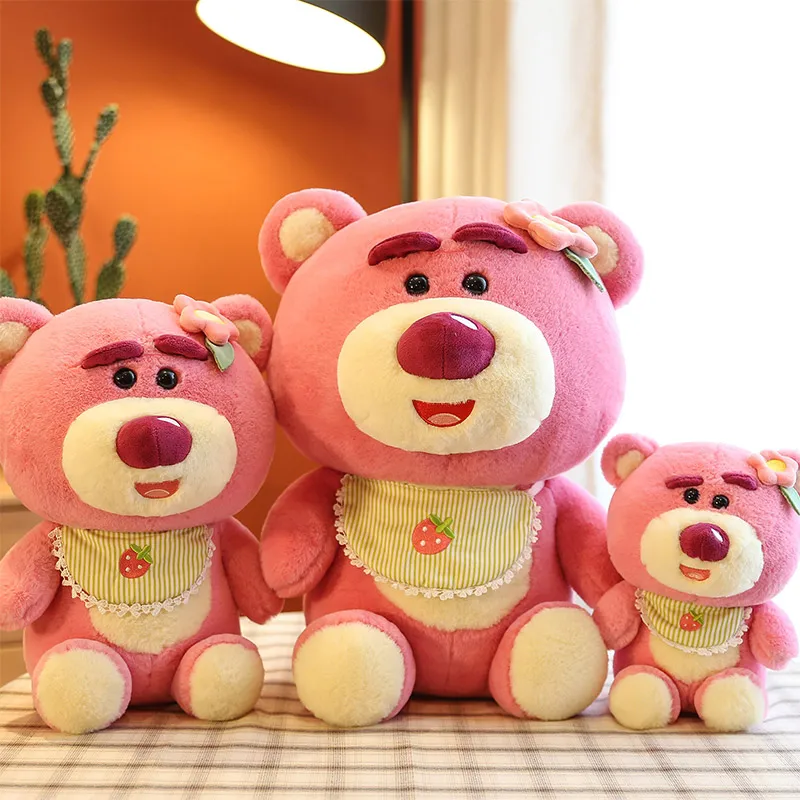 

35cm Disney Anime Lotso Plush Toy Kawaii Cartoon Animal Strawberry Bear Stuffed Doll Cute Home Car Pillow Xmas Birthday Gift
