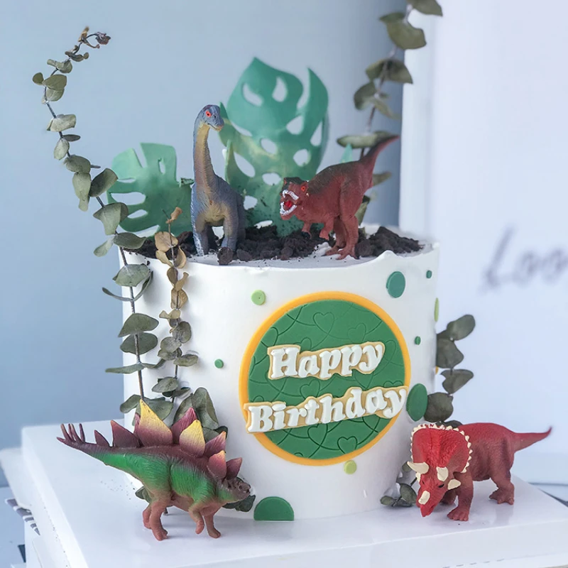 

4pcs Birthday Dinosaur Cake Decor Jungle Jurassic Cake Topper Dinosaurs Baby Shower Birthday Safari Party Decorations Supplies