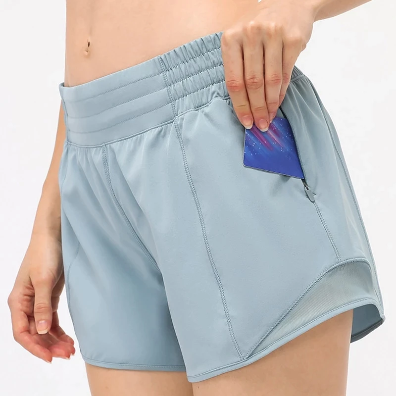 

Women Tummy Control Yoga Shorts for Women Workout Running Sports Shorts Side Zipper Pocket Lightweight Breathable Short