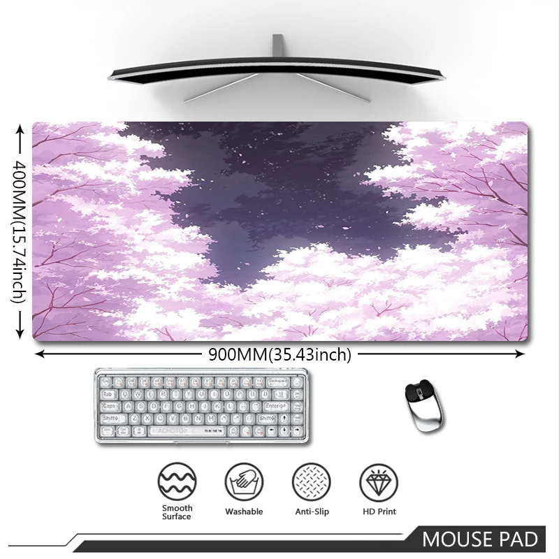 

Cherry Blossoms Mouse Pad Original Art Mousepad Laptop Gamer Computer Desktop Mouse Mat Anti-slip Waterproof Mousepads 900x400mm