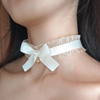 new lace lace bow necklace black white bell pendant clavicle collar women fashion jewelry gift