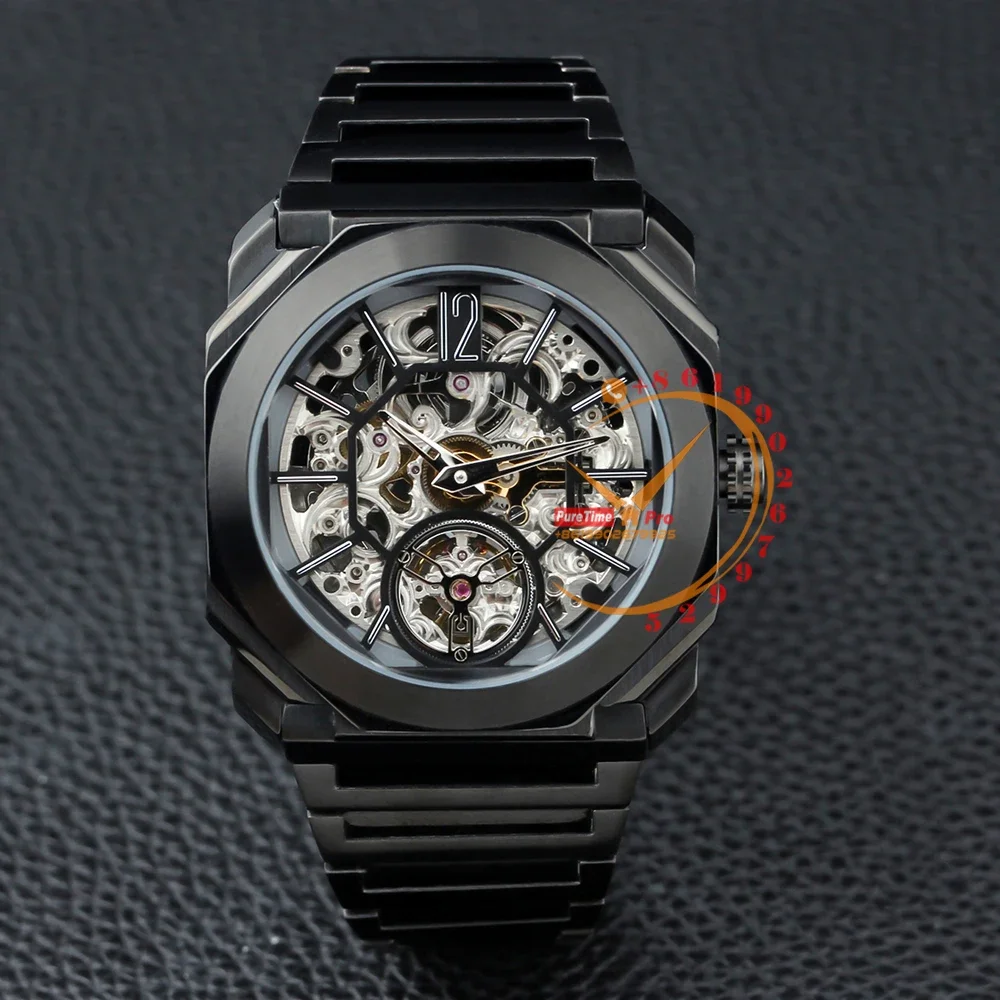 

Octo Finissimo Skeleton 103072 автоматические мужские часы PVD DLC полностью черный циферблат браслет из нержавеющей стали 2023 Роскошный топ бренд Super
