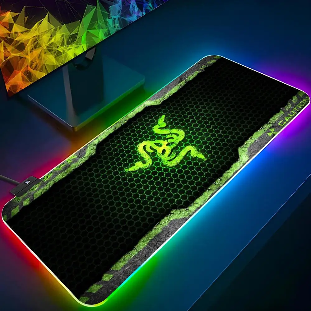 R-Razer-R коврик для мыши клавиатура светодиодный RGB ПК геймерский светящийся