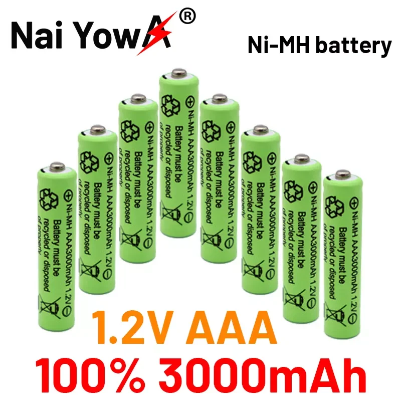 

NEW2023 4-20PCS 100% 3000mAh 1.2 V AAA NI-MH Battery for Flashlight Camera Wireless Mouse Toy Pre-charged Batteries