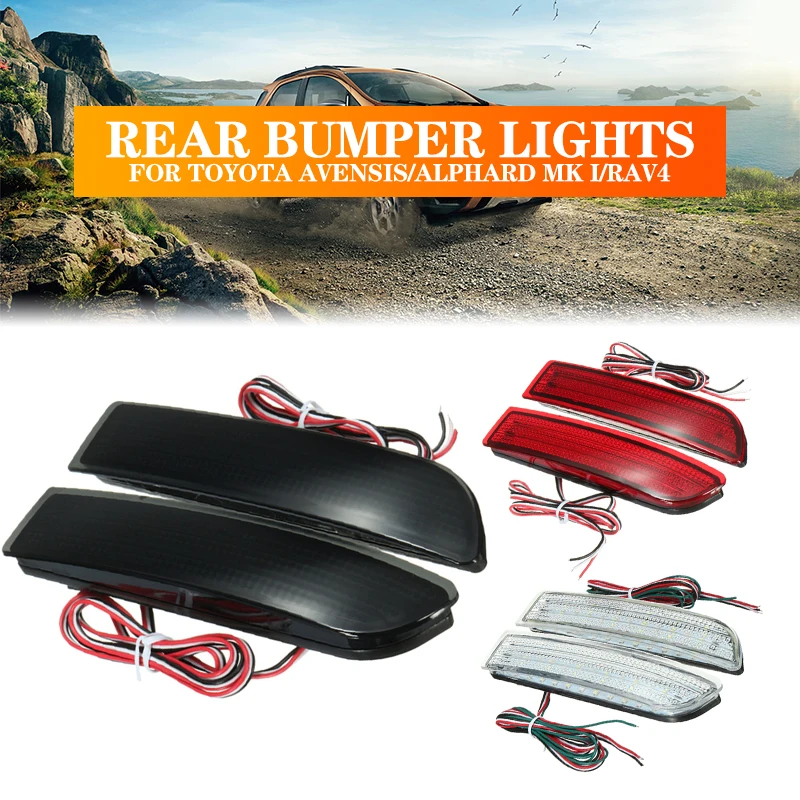 

2PCS Car LED Tail Light Parking Brake Rear Bumper Reflector Lamp For Toyota Avensis/Alphard MK I/RAV4 Red Fog Stop Lights