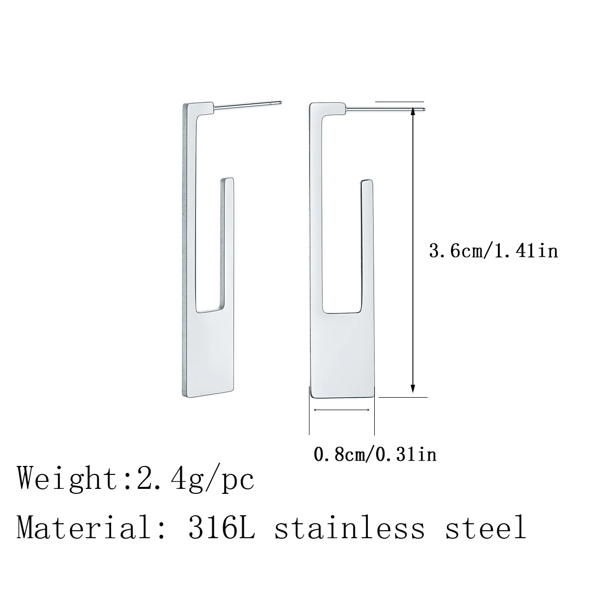 Серьги-гвоздики из нержавеющей стали для женщин и девушек