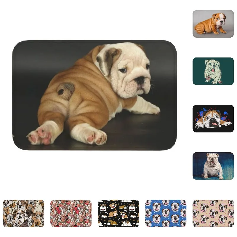 

Cute English Bulldog Door Floor Kitchen Bathroom Mat Anti-Slip British Dog Doormat Garden Entrance Rug Toilet Footpad Carpet