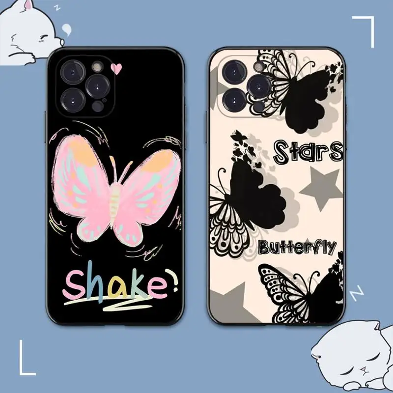 

Fashion Butterfly Phone Case For iPhone 14 11 12 13 Mini Pro XS Max Cover 6 7 8 Plus X XR SE 2020 Funda Shell