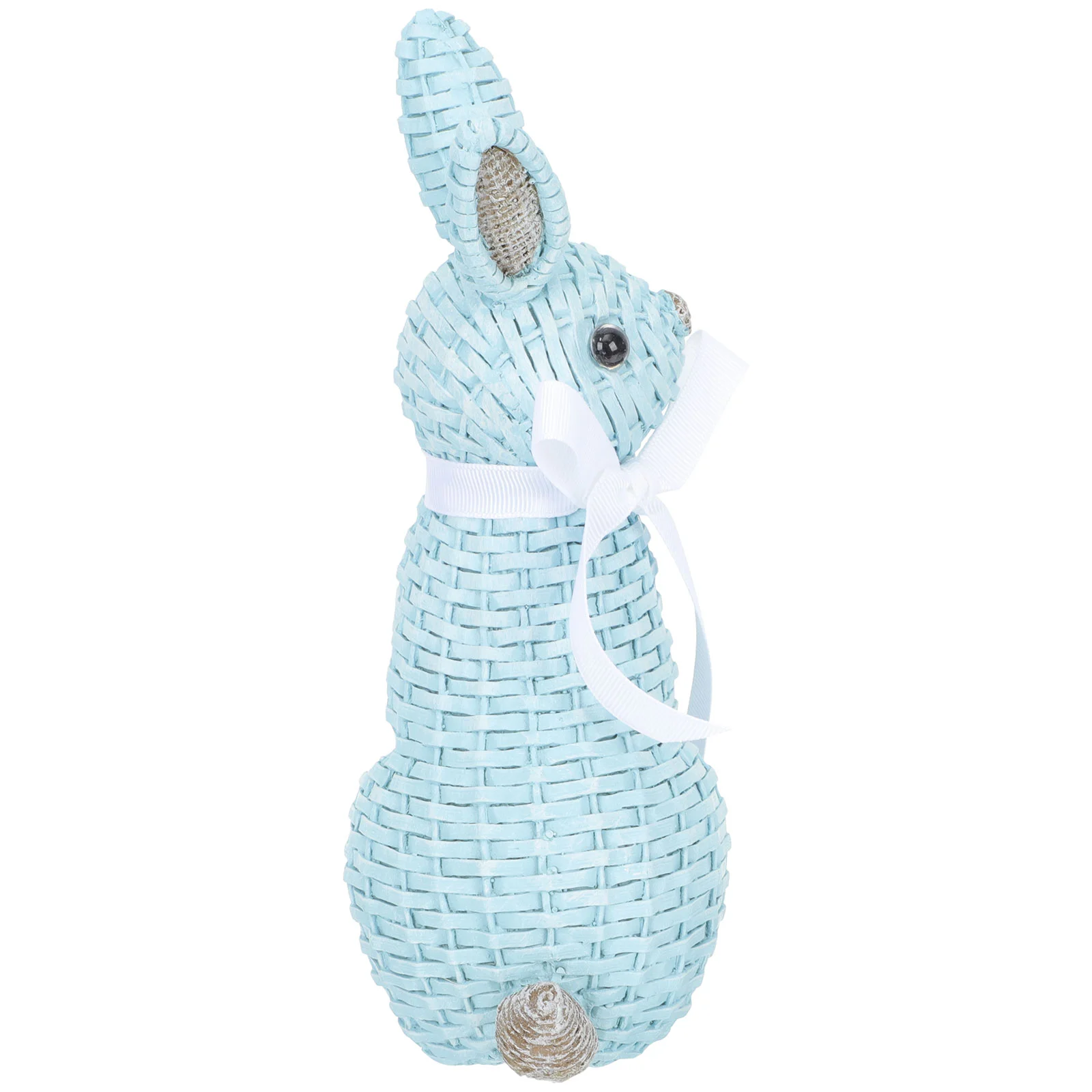 

Rabbit Bunny Statue Easter Figurine Woven Decor Outdoor Ornaments Garden Animal Resin Decoration Sculpture Spring Sitting