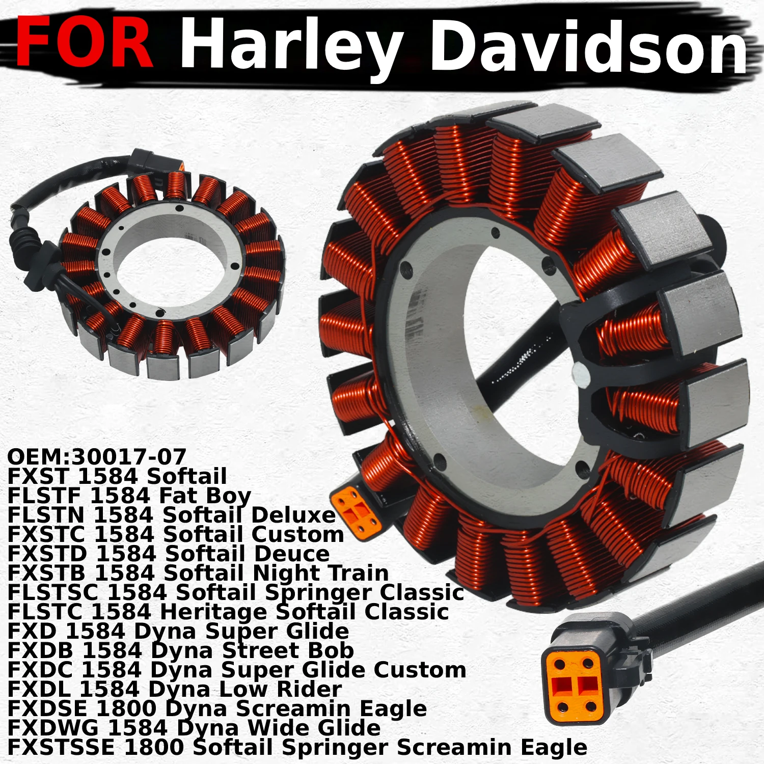 

OEM:30017-07 катушка статора магнитного генератора для Harley Davidson FLSTF 1584 Fat Boy FXST 1584 Softail аксессуары для мотоциклов