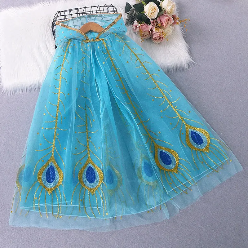 Костюм для косплея накидка с капюшоном девочек звезда снежинки Павлинье перо