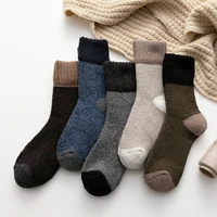 5 pairs new autumn and winter mens casual parallel color matching terry sleep socks thickened warm rabbit wool socks for men